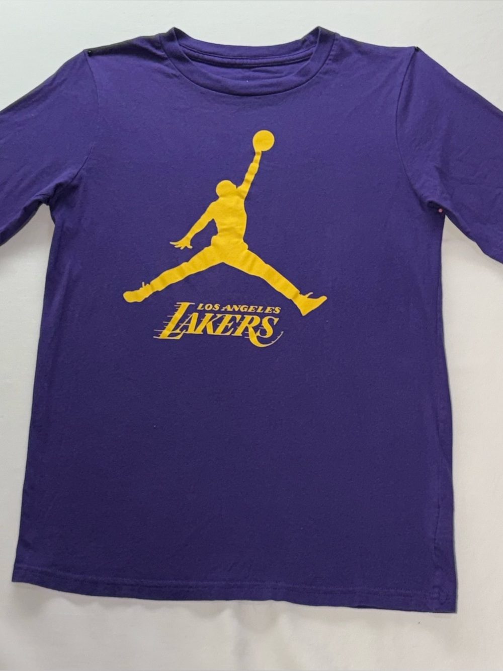 Nike Purple Long Sleeve Lakers Graphic Tee with Yellow Logo